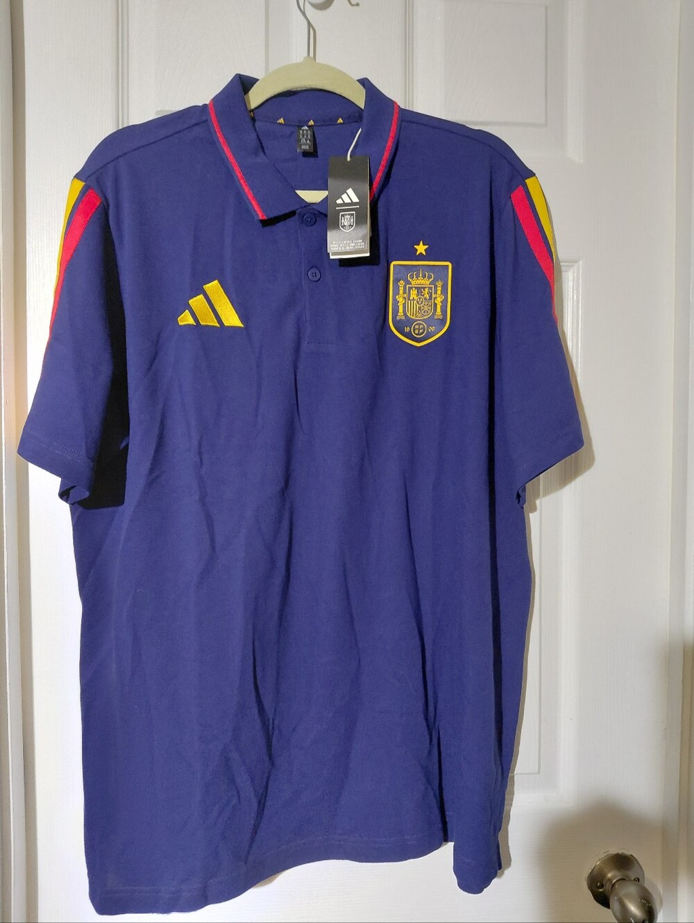 Adidas Spain DNA Polo Shirt Men's X Large Dark Blue Soccer National Team JZ2260